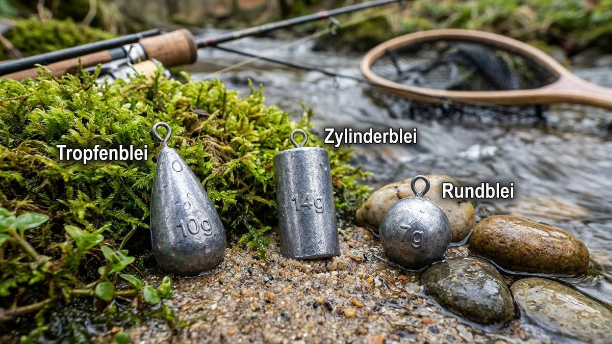 Drop Shot Blei Typen: Tropfenblei, Zylinderblei und Rundblei mit Gewichtsangaben