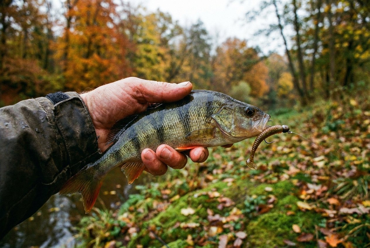 Barsch-Fang im Herbst an der Havel mit Gummifisch-Köder