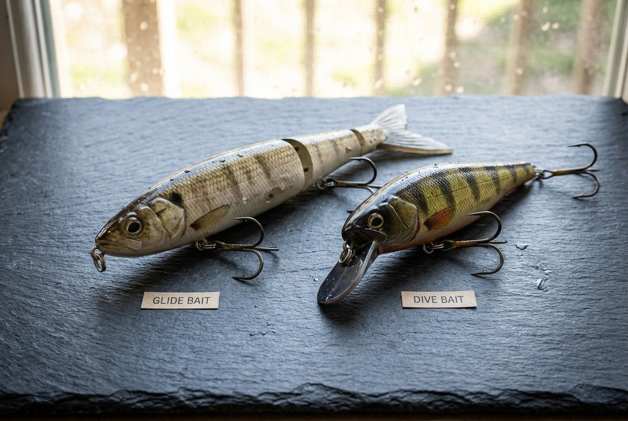 Glider und Diver Jerkbaits nebeneinander – die zwei wichtigsten Jerkbait-Typen für Hecht