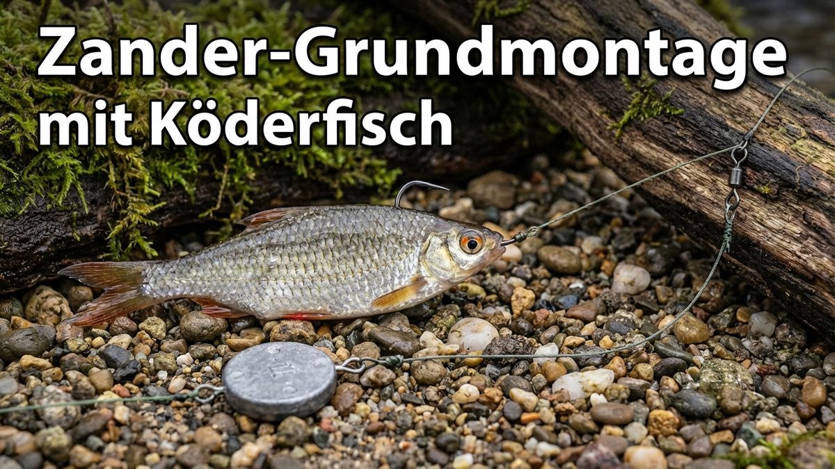 Köderfisch-Grundmontage für Zander mit Tellerblei und Einzelhaken