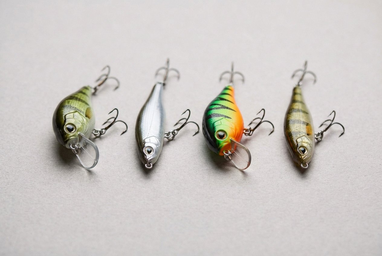 Verschiedene Wobbler-Typen für Barsch: Twitchbaits und Crankbaits im Größenvergleich