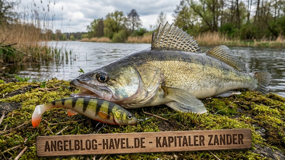 Kapitaler Zander gefangen an der Havel mit Gummifisch-Köder